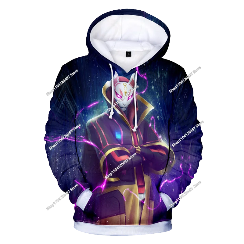 Hoodie Anime Fortnite Infantil, Sweatshirt Masculina Streetwear Hip-Hop Desportiva, Casual, Corte Largo, Moda Outdoor