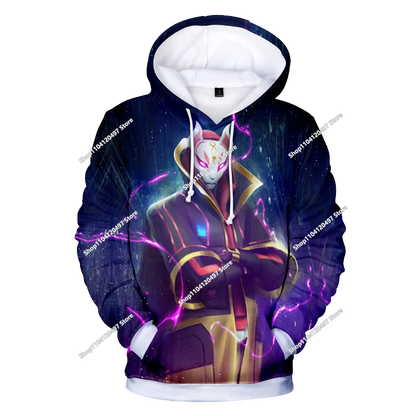 Hoodie Anime Fortnite Infantil, Sweatshirt Masculina Streetwear Hip-Hop Desportiva, Casual, Corte Largo, Moda Outdoor