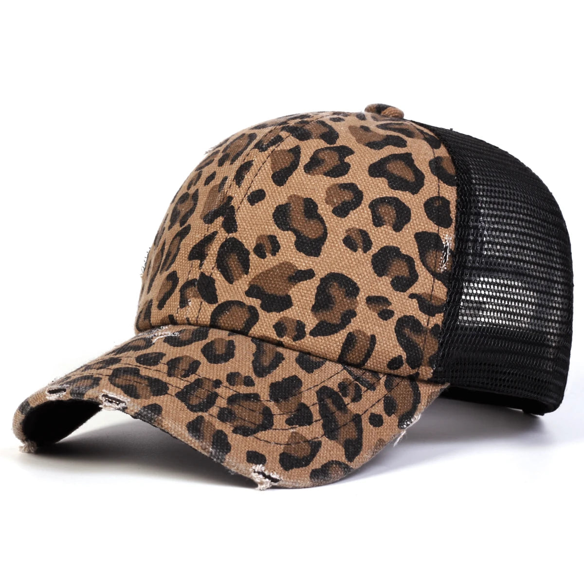 Unisex-Baseballmützen mit Leopardenmuster, Lochstickerei, Netz, für Frühling und Herbst, Outdoor, verstellbar, Freizeitmützen, Sonnenschutzmützen, Sportmützen