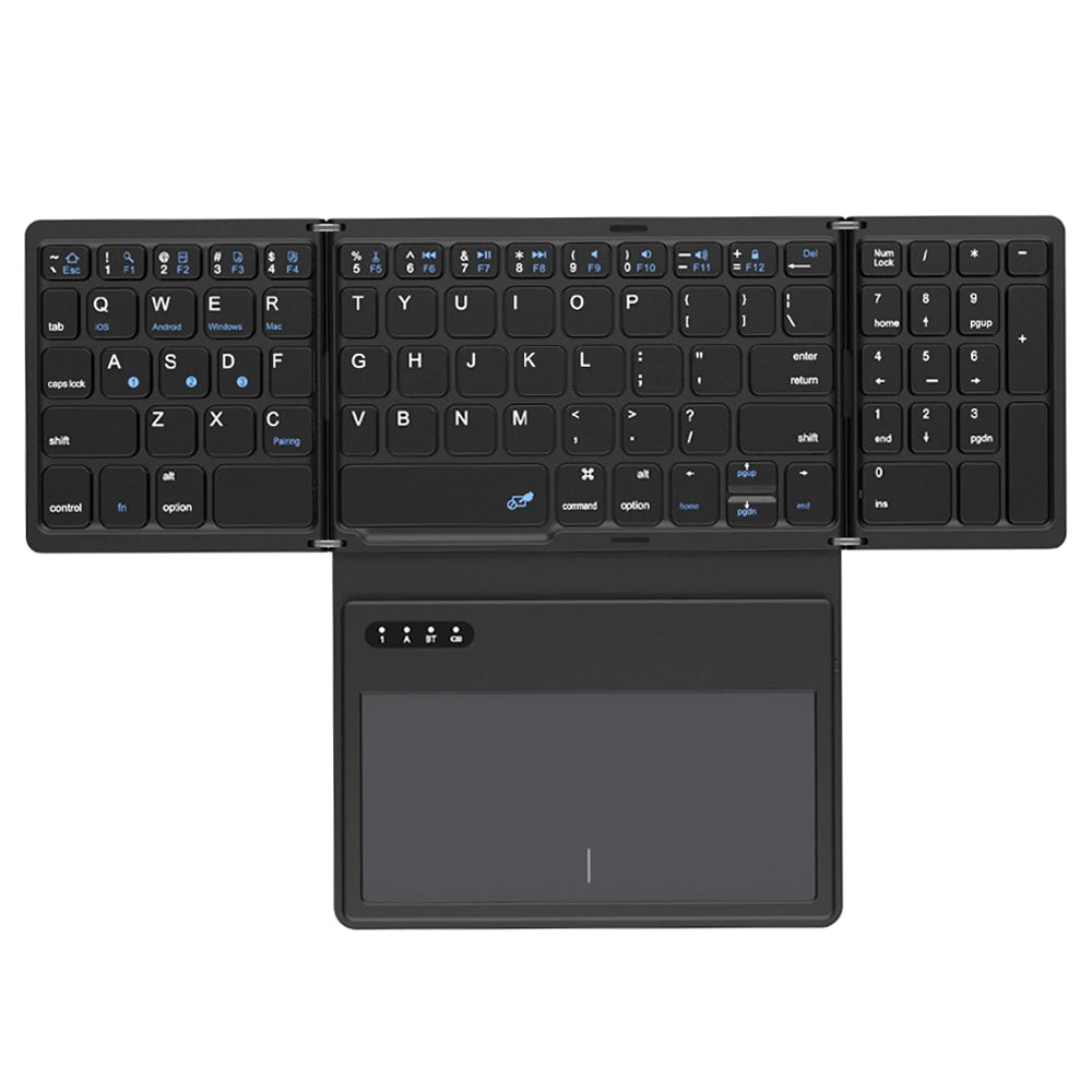 BOW Foldable Bluetooth Keyboard with Touchpad Pocket Folding Keyboard for Laptop Phone Tablet Wireless Rechargeable Keyboard