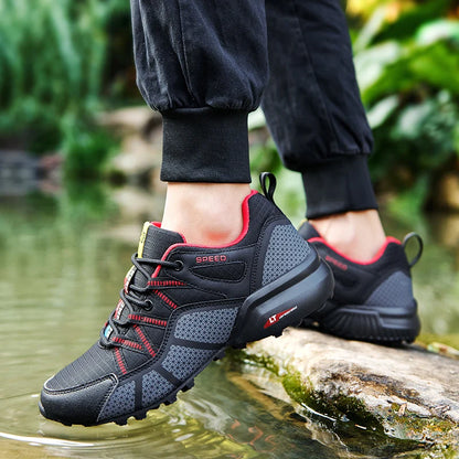 Zapatillas de senderismo para hombre, calzado deportivo todoterreno para exteriores, malla transpirable, antideslizantes y resistentes al desgaste, zapatillas de senderismo y ciclismo outdoor