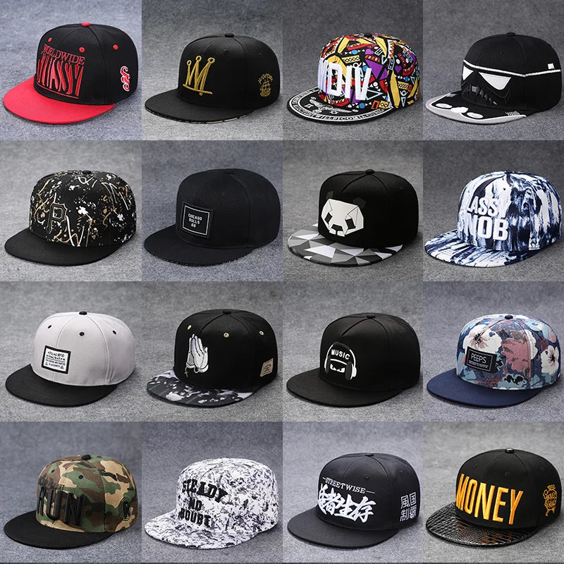 Baseballcap mit flachem Schirm, Buchstabenstickerei für Herren, vielseitig kombinierbar, Damen-Sommer-Hip-Hop-Hut, Outdoor-Sonnenschutz, verstellbare Schirmmütze