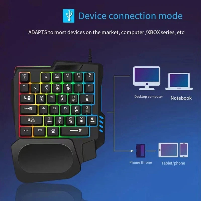 1pc RGB Gaming Keyboard Single Hand Mini USB Ultra-slim Wired 35-Keys One-Handed Backlight Keyboard For Computer PC Laptop