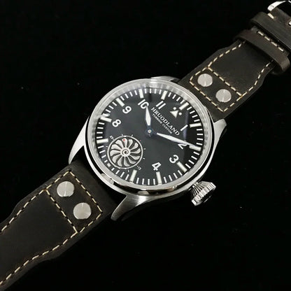 Hruodland 2025 New Men's Mechanical Watch Seagull ST3620 Retro Pilot 43MM Bgw-9 Luminous Sapphire Crystal Turbine Reloj Hombre