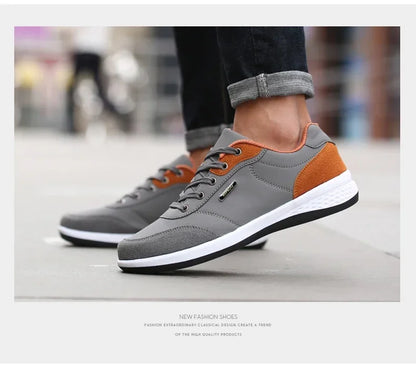 YRZL Men Shoes Spring Autumn Waterproof Walking Sneakers Leisure Male Leather Sports Shoes Non-Slip Footwear Tennis for Men