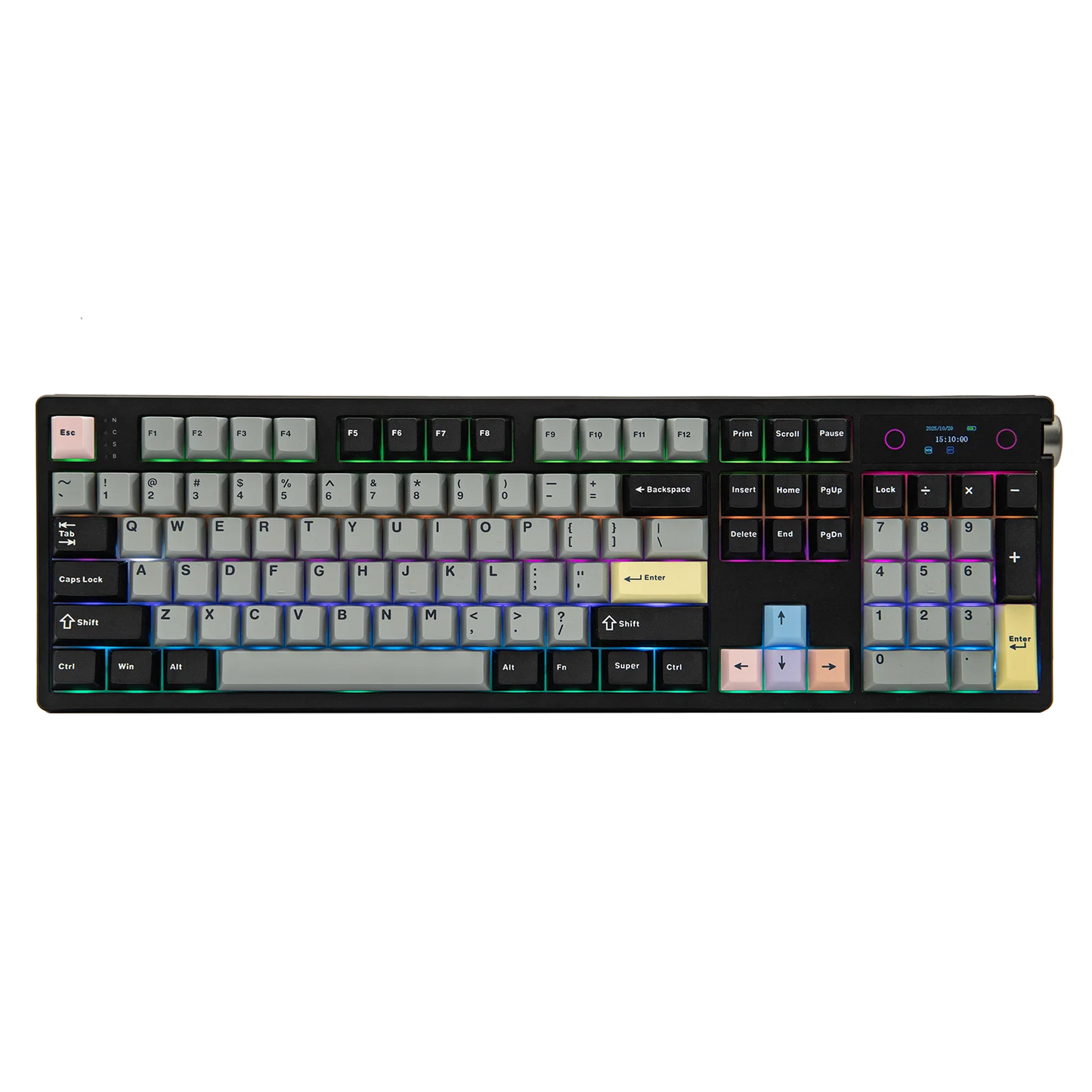Teclado Mecânico EPOMAKER TH108 PRO 100% Full-Size Hot-Swap com Fio/BT/2.4Ghz sem Fios, Ecrã, Botão Rotativo e Bateria de 10000mAh