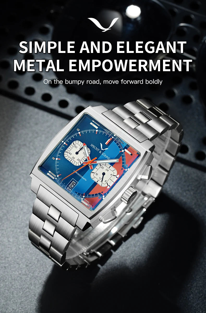 Specht & Söhne New Hot Watches Men Luxury Brand Male Japan VK64 Chronograph Trendy Sport Wristwatch Waterproof