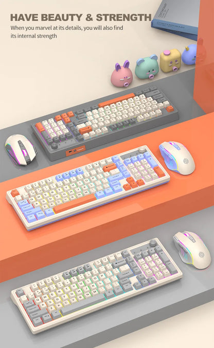 2.4G Wireless Mechanical Feel Keyboard Bluetooth 5.0 Dual Mode Keyboard With RGB Backlight for Desktop PC Office/Game Keyboard
