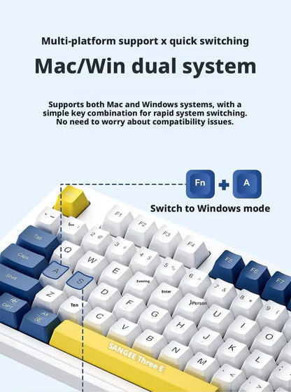 Wired Gaming Keyboard Mechanical Feel with Rotary Knob Three Color Mixed Backlit for PC Desktop Laptop Computer Accessories