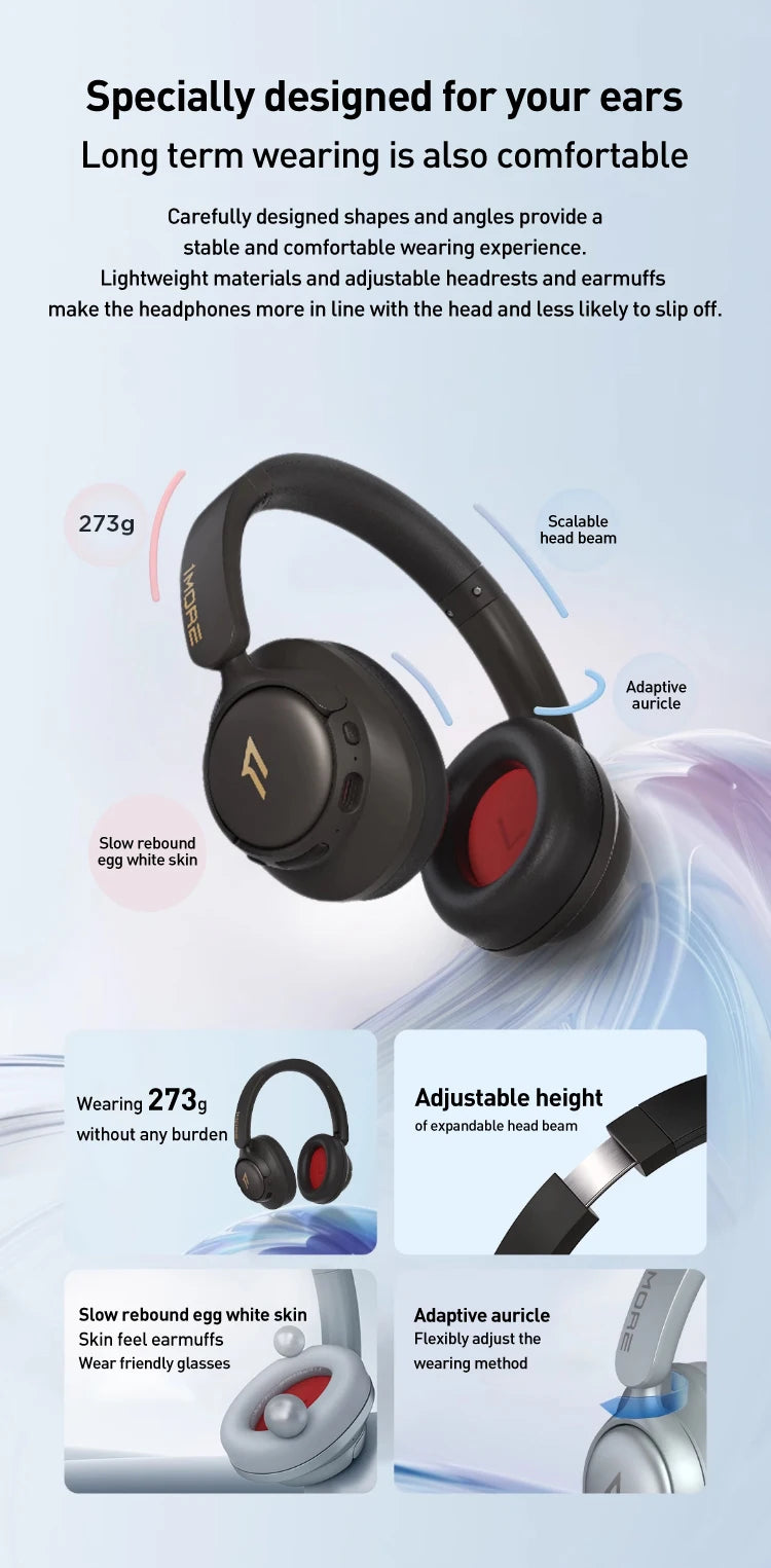 1MORE SonoFlow S kabellose Bluetooth-Kopfhörer mit Geräuschunterdrückung 42dB ANC Hi-Res Audio 90H Akkulaufzeit Over-Ear-Headset