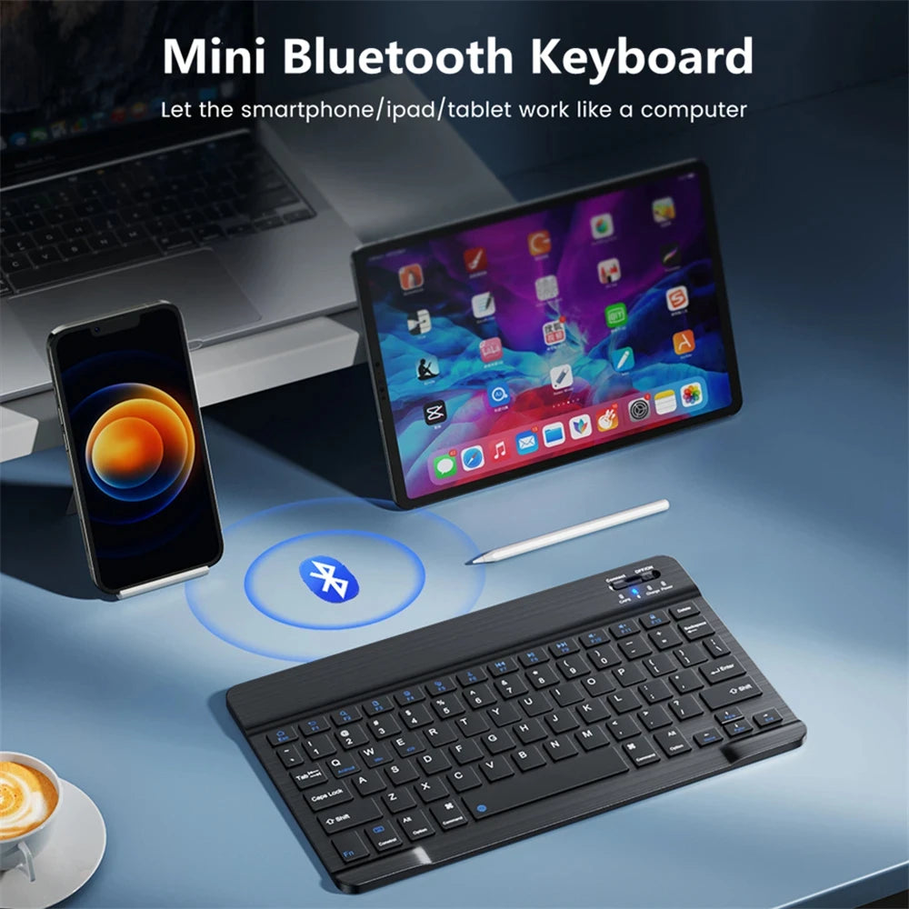 Mini teclado Bluetooth RGB sem fios de 10 polegadas com retroiluminação, touchpad e compatibilidade com iOS, Android, Windows e iPad
