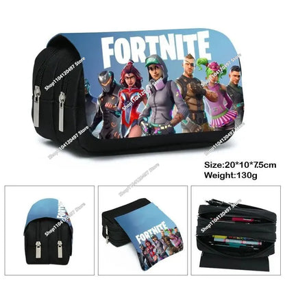 Estojo Fortnite Battle Royale para crianças, caixa de arrumação de canetas com design cartoon, material escolar, presente de aniversário