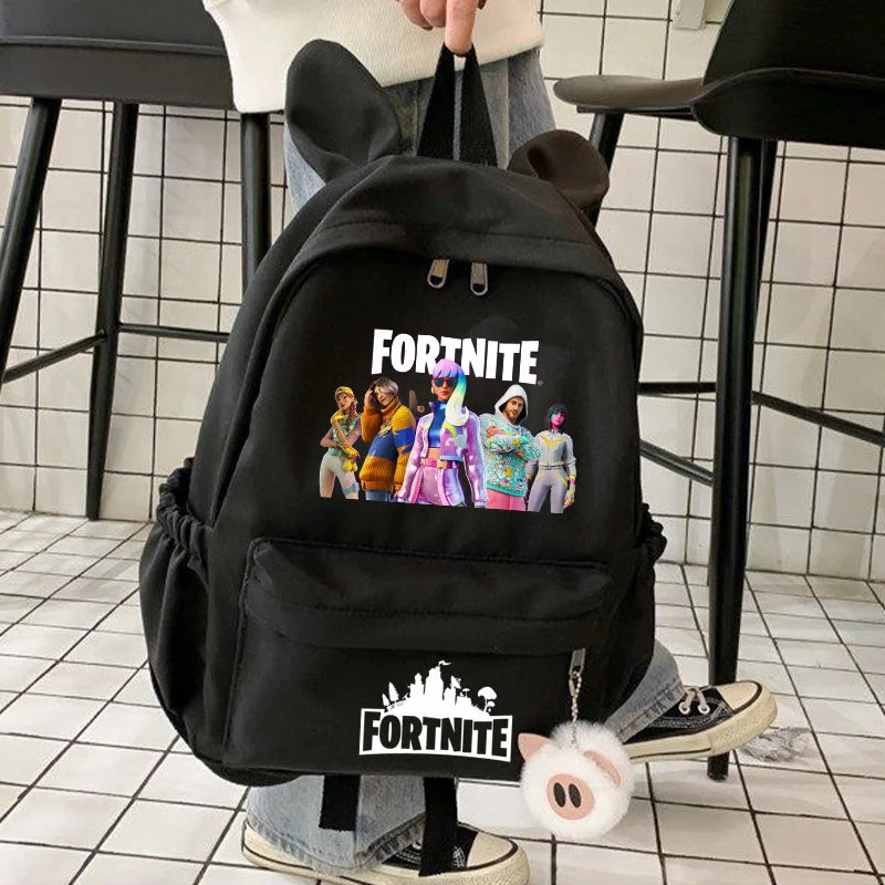 Nova Mochila Fortnite Cartoon para Rapaz e Rapariga, Mochila Escolar Casual de Grande Capacidade para Estudante, Mochila de Viagem com Orelhas de Coelho, Presente de Papelaria