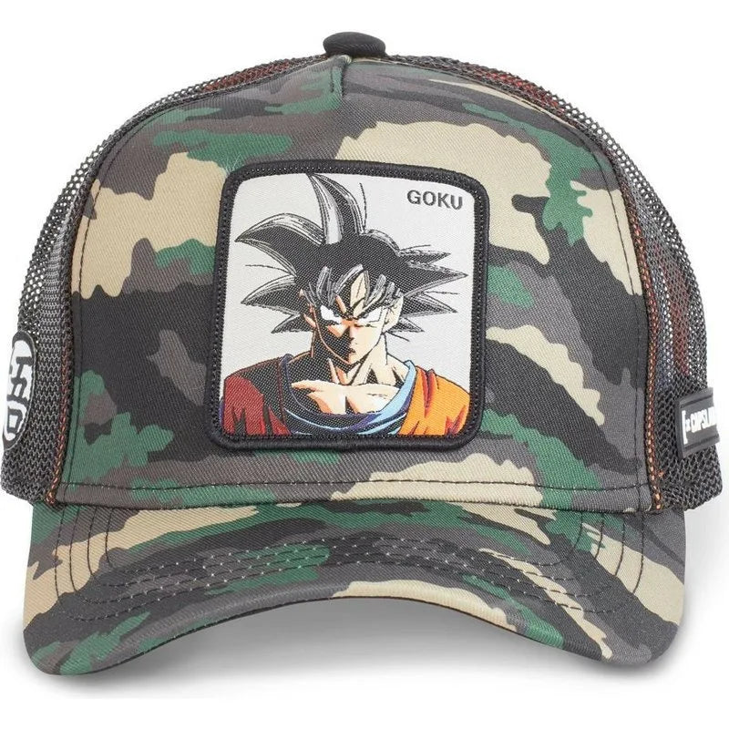 Cappellino Dragon Ball Son Goku da viaggio estivo con visiera, da uomo, ricamato, stile hip-hop, visiera parasole, cappellino trucker regolabile in rete