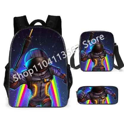 Fortnite Kids 3pcs Backpack Set Women Backpacks Office Stationery for Teenage Girls Boys Laptop Backpack Casual Travel Rucksack
