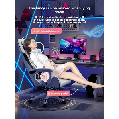 Мъжки e-sports стол, удобен за продължително седене, компютърен стол с възможност за накланяне за отдих, облегалка