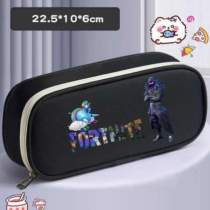 Fortnite Pencil Case Cartoon Character Print Pencil Pouch Canvas Stationery Bag Fashion Student Stationery Box Birthday Gifts
