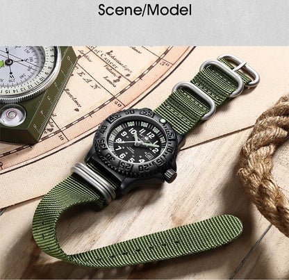 ADDIESDIVE 2023 Men's Sports Watch Military Sports Luxury Rotating Bezel Luminous Watch Nylon Strap 50m Waterproof Quartz Watch