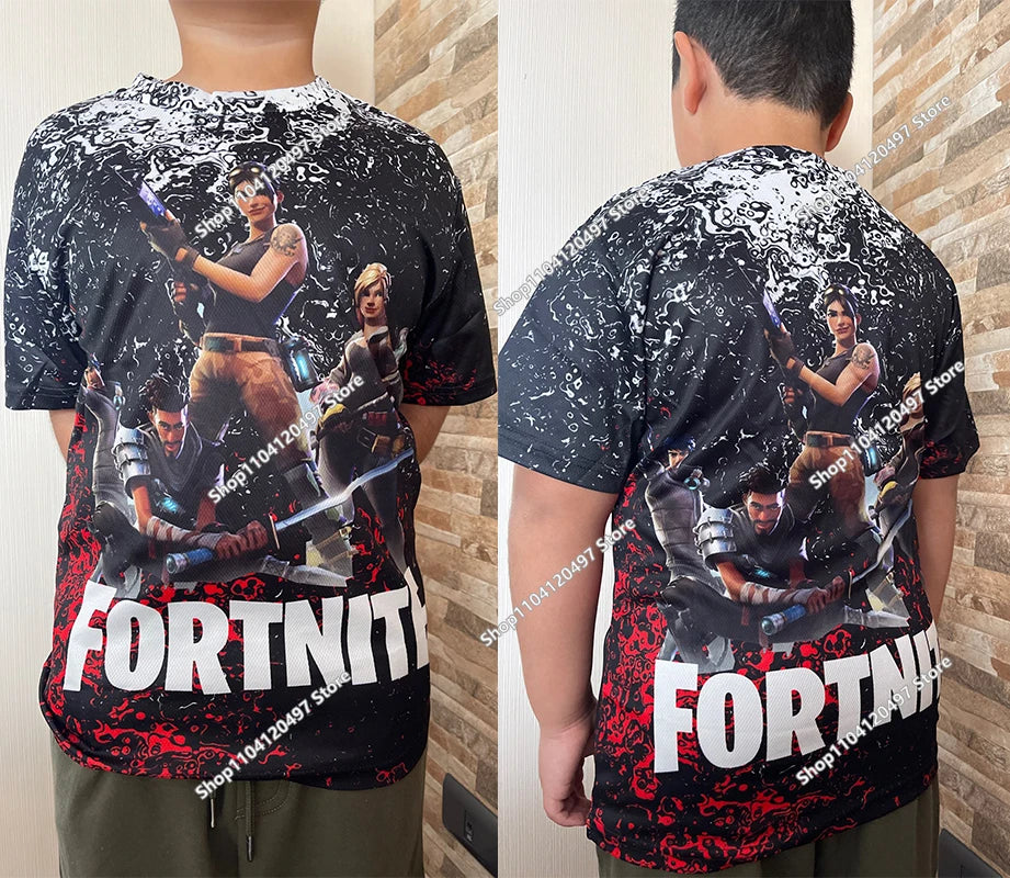 Fortnite T-Shirt für Erwachsene und Kinder, 3D-Digitaldruck, lockere Passform, große Größen, kurzärmeliges Sommer-Tee für Kinder