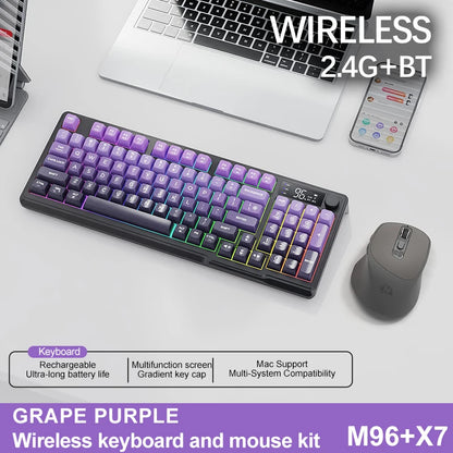 M96 Bluetooth Keyboard Wireless FREEWOLF Screen Gaming Keyboard, Electronic Screen, Multi-Device Connection, Ergonomics Gaming