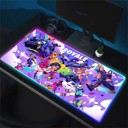 Game F-Fortnite Survival Battle Mouse Pad RGB LED Light Non-Slip Rubber Base Waterproof Office PC Home Desk Mat USB Large Game