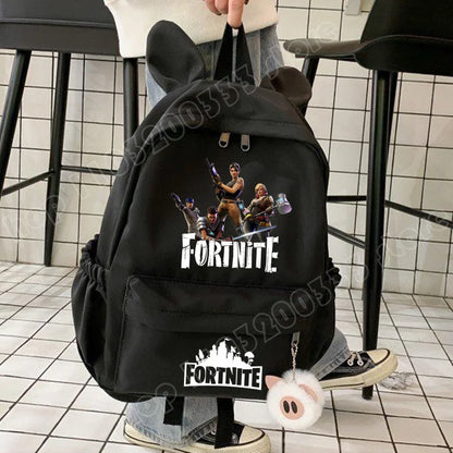 Nova Mochila Fortnite Cartoon para Rapaz e Rapariga, Mochila Escolar Casual de Grande Capacidade para Estudante, Mochila de Viagem com Orelhas de Coelho, Presente de Papelaria