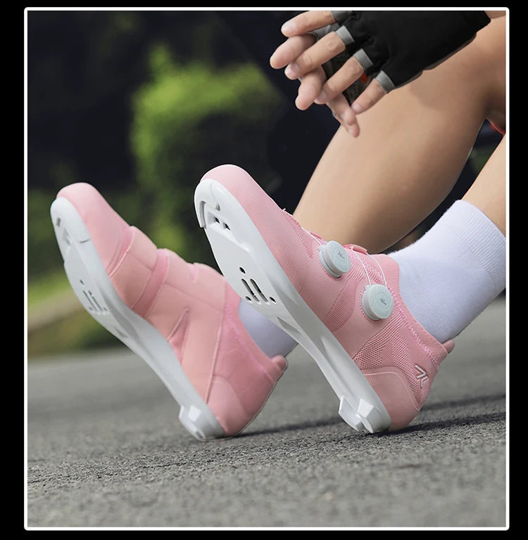 Scarpe da ciclismo su strada unisex, HsYixin traspiranti SPD autobloccanti antiscivolo, scarpe da corsa per bici da strada, MTB flat e sneakers da bicicletta