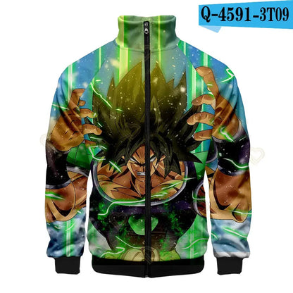 New Fashion Dragon Ball Print Stand Collar Zipper Hoodie Men Women Zipper Hoodies Jackets Long Sleeve Sport Hip Hop Sweatshirts, produit gaming premium Fraquane