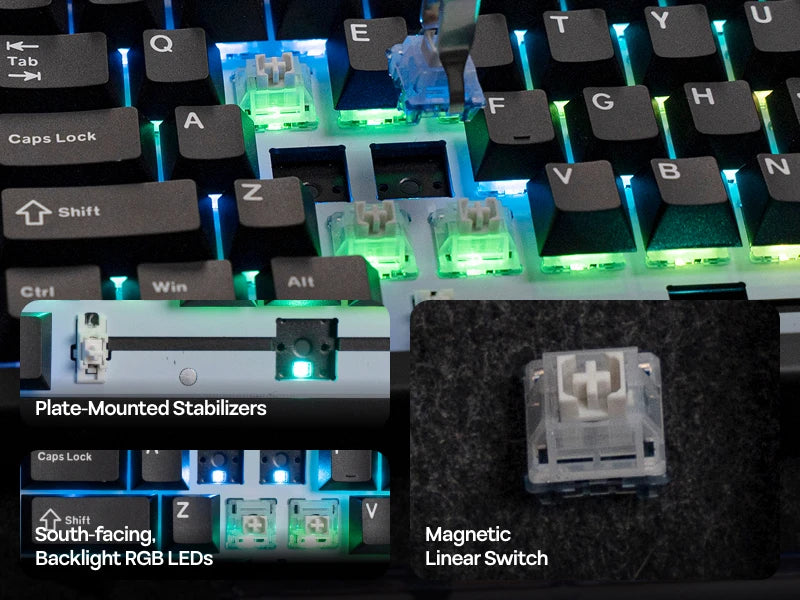 Teclado mecânico magnético EPOMAKER HE80 75% layout US QWERTY Hot-Swap Creamy Gasket com fio Hall Effect DKS SOCD para PC/Mac