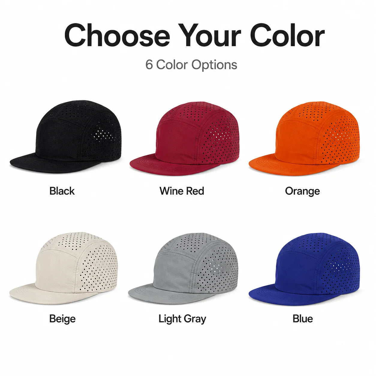 Quick-Dry 5 Panel Running Cap Laser Cut Perforated Breathable Sport Hat Ultra-Lightweight Soft Top Baseball Cap for Men Women