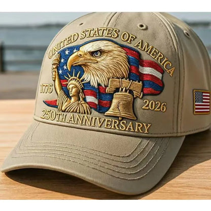 USA 250th Anniversary Eagle Print Hat Unisex Adjustable Washed Cotton Peak Hat Trucker Hats Outdoor Visor Baseball Cap