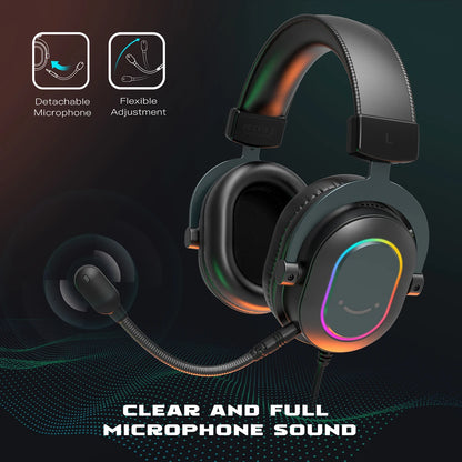 Cuffie gaming RGB FIFINE con microfono – cuffie USB cablate over-ear con audio surround 7.1 per PC, PS4, PS5, modalità EQ e isolamento acustico