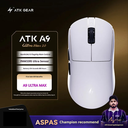 ATK A9 Plus Gaming Mouse Wireless A9/A9 SE/A9 Pro Tri Mode 8K Gaming Mouse Lightweight A9 Ultimate E-sports PC Gift Customized