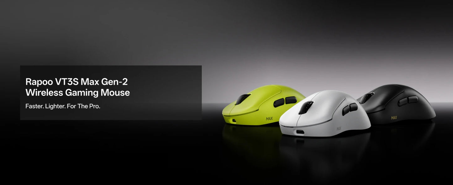 Rapoo VT3S /VT3S MAX GEN-2 kabellose Gaming-Maus, echte 8K-Wireless-Polling-Rate, 49g ultraleicht, bis zu 750Hr Akkulaufzeit