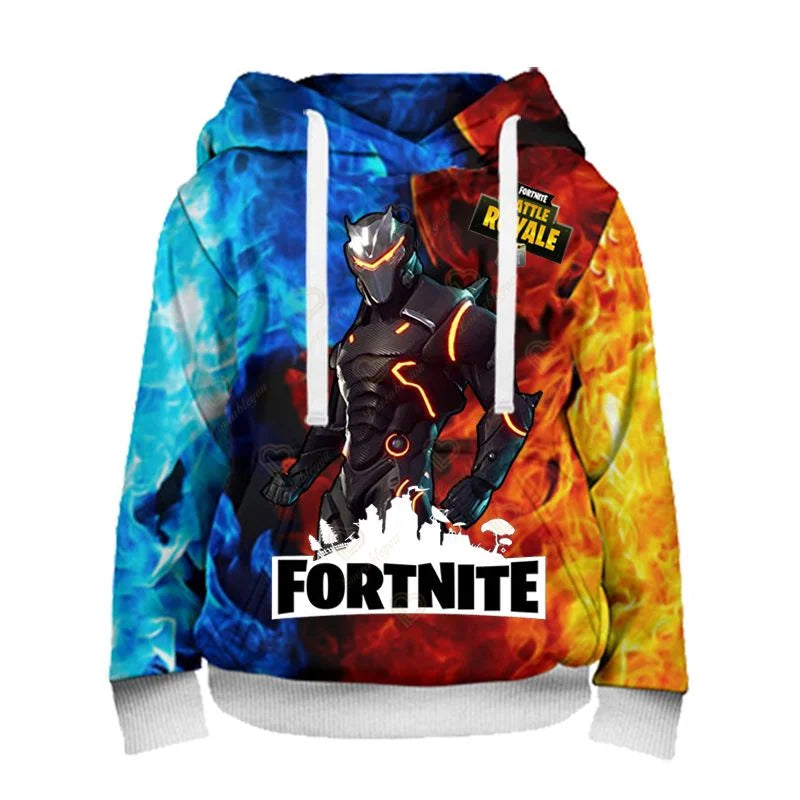 Sweatshirt Fortnite para Crianças Victory Royale 3D com Capuz Estampado para Homem, Mulher e Criança, Pullover Streetwear Gaming para Presentes de Aniversário