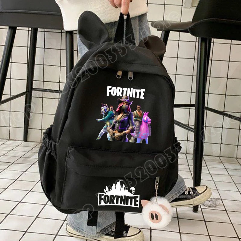 Nova Mochila Fortnite Cartoon para Rapaz e Rapariga, Mochila Escolar Casual de Grande Capacidade para Estudante, Mochila de Viagem com Orelhas de Coelho, Presente de Papelaria