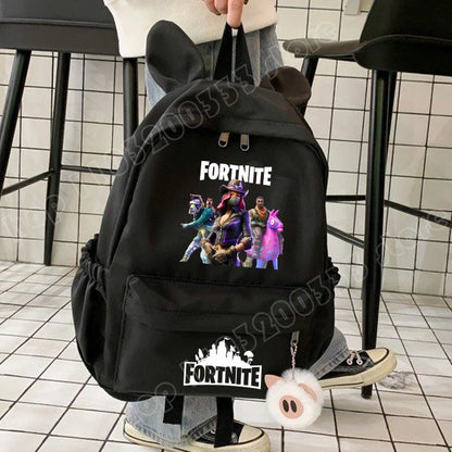Nova Mochila Fortnite Cartoon para Rapaz e Rapariga, Mochila Escolar Casual de Grande Capacidade para Estudante, Mochila de Viagem com Orelhas de Coelho, Presente de Papelaria