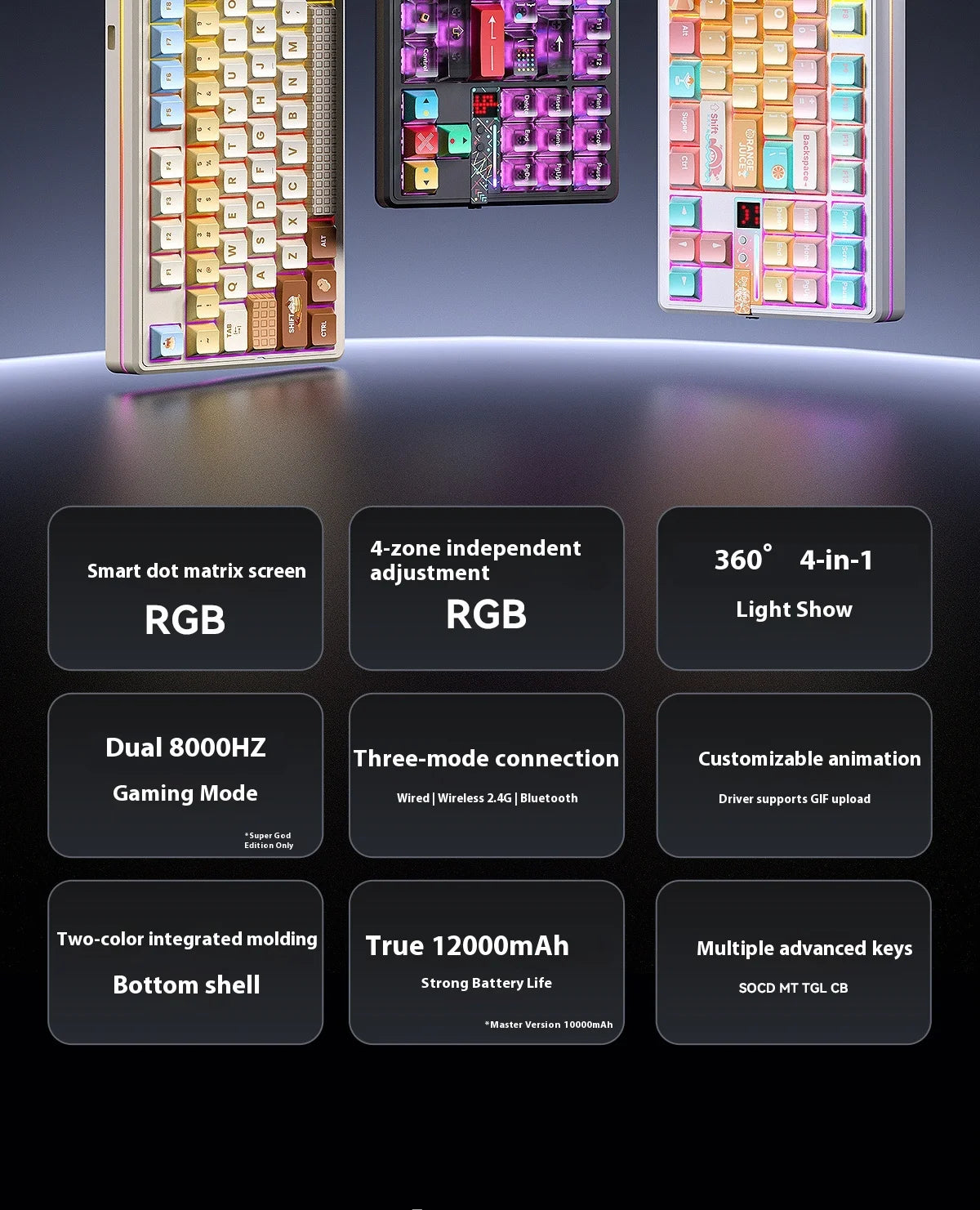 Teclado mecánico AULA F87 Pro V2 inalámbrico de 3 modos, batería de larga duración de 12000mAh, hot-swap, RGB Customi, teclado e-sports para gaming en PC