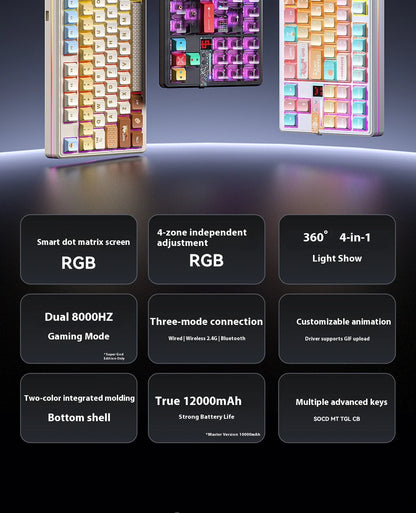 Teclado mecánico AULA F87 Pro V2 inalámbrico de 3 modos, batería de larga duración de 12000mAh, hot-swap, RGB Customi, teclado e-sports para gaming en PC