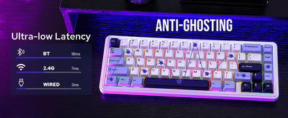 EPOMAKER x AULA F65 65% Layout Wired/Bluetooth 5.0/2.4G Wireless Hot-Swap Gasket-mounted Mechanical Gaming Keyboard for Mac/Win
