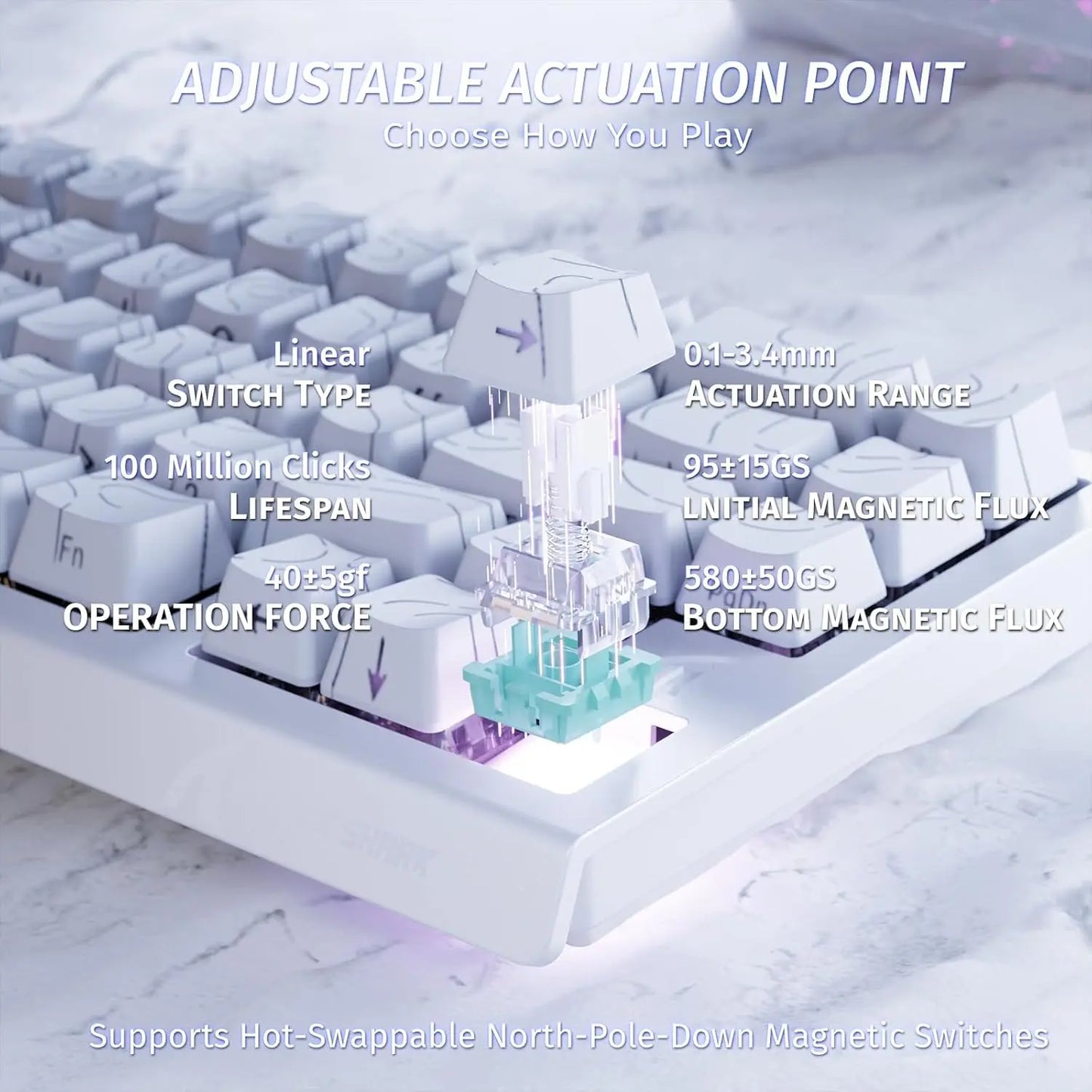 ATTACK SHARK X68 HE Rapid Trigger Mechanical Gaming Keyboard 60% Wired with Adjustable Actuation, Hall Effect Magnetic Switch, 8KH