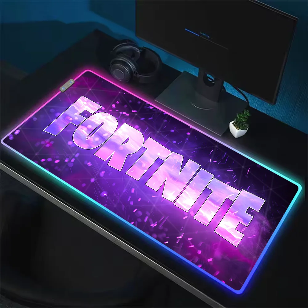 Game F-Fortnite Survival Battle Mouse Pad RGB LED Light Non-Slip Rubber Base Waterproof Office PC Home Desk Mat USB Large Game