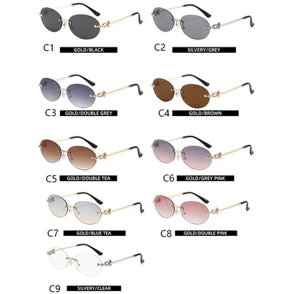 Oval Rimless Sunglasses High-End Casual and Luxurious Women's Borderless Sun Glasses Fashion and Personalized Sunglasses