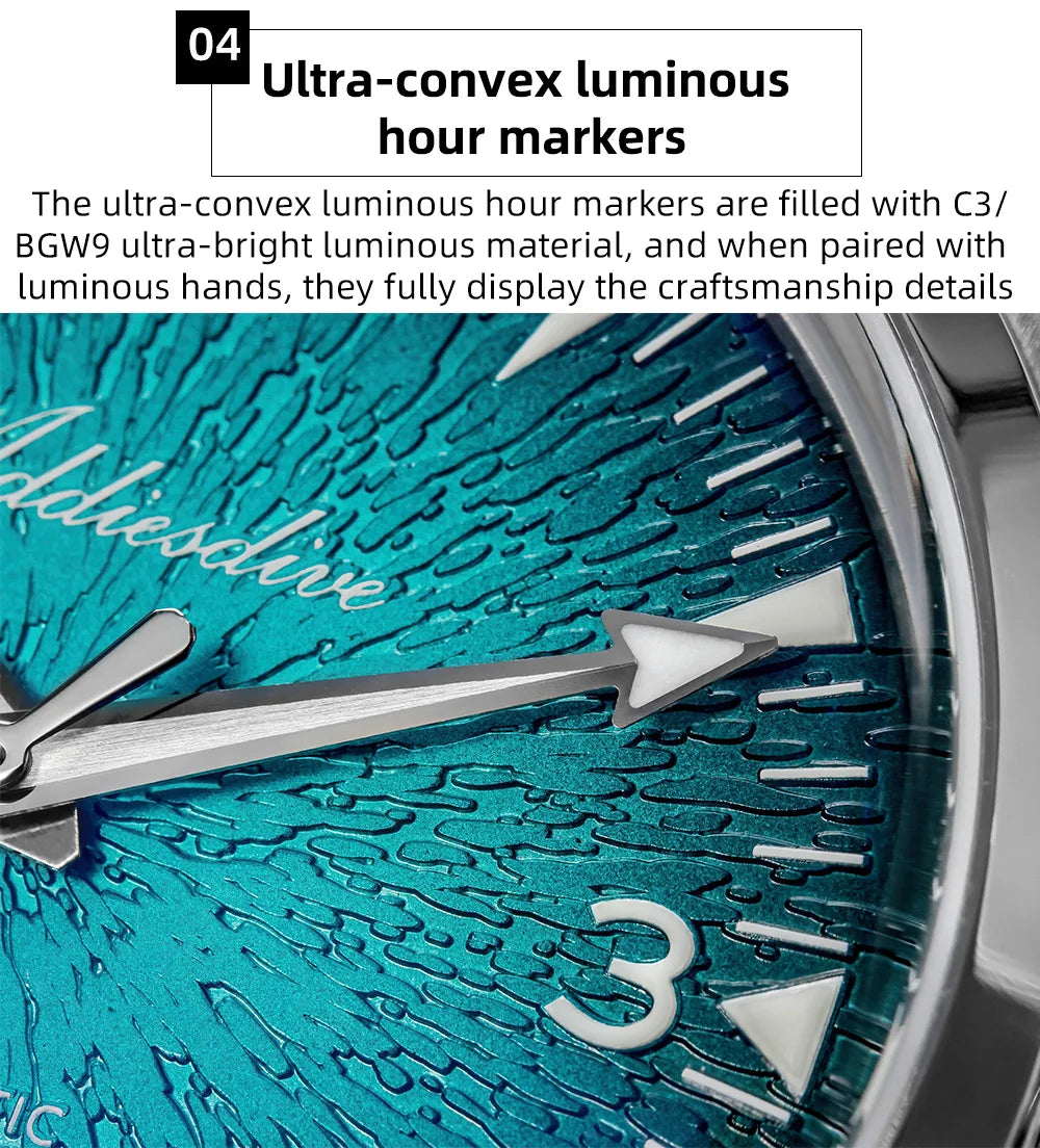 ADDIESDIVE AD2508 Herren-Taucheruhr, leuchtend, 100M wasserdicht, 316L-Edelstahl, 8215-Uhrwerk, automatische mechanische Uhr