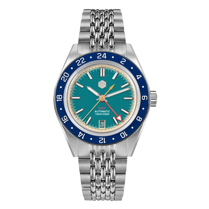 Orologio da uomo automatico San Martin 39.5mm Limited Edition con quadrante Full Lume, NH34 GMT, data a ore 6, 10Bar, Kol Saati di lusso SN0116W