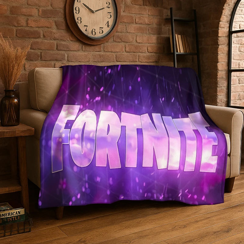 Cartoon-F-Fortnite-Gamer-Flanelldecke – weiche, warme Kuscheldecke für Schlafzimmer, Wohnzimmer, Bett, Reisen, Camping, Picknick und als Geschenk