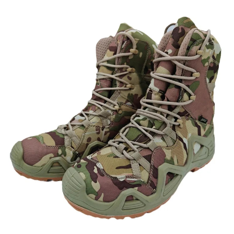 Lynjacye Mid Cut Green Combat Boots Men Women Size 39-46 Outdoor CS Training Hiking Shoes Desert Ankle Climbing Bota Masculina