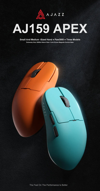 Gaming miška Ajazz AJ159 PRO/APEX 8000Hz, povratna frekvenca, Paw3950, barvni zaslon, magnetno stojalo AJ159P, za pisarno in gaming