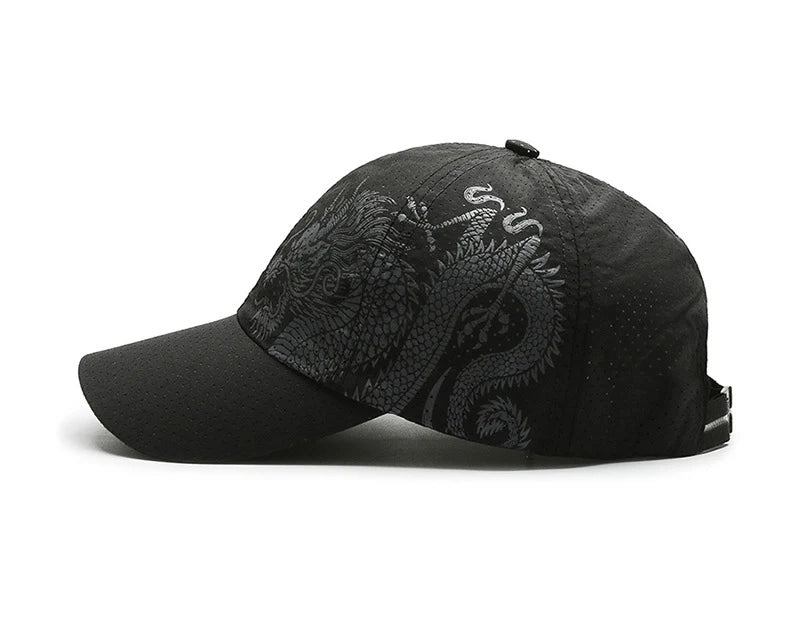 Hat, Chinese Style Printing Dragon Baseball Cap, Polyester Outdoor Quick Drying Hat, Sun Protection Hat, Cap, Cap, Both Men And