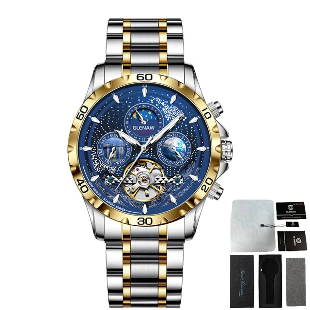 GLENAW Design Herrenuhr Top-Marke Luxusmode Business Automatikuhr für Herren Wasserdichte mechanische Uhr Montre Homme